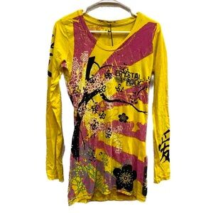 Y2K Crystal Rock Limited Edition Long Sleeve Graphic Tunic Top